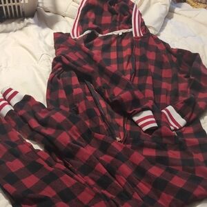 Cozy Red and Black Plaid Kids Pajamas